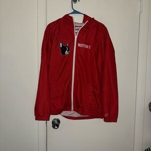 Boston University Zip Up Windbreaker with Hood